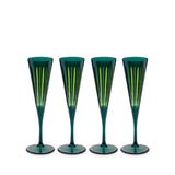 Prism Champagne Flutes - Green (Set of 4)