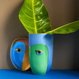 Green and Blue Lito Vide Vase - Bold Eye Symbolizing Protection and Awareness