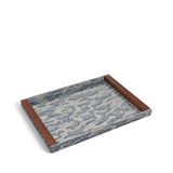 Exclusive - Fortuny Rectangular Tray - Camo Isole Faded Blue + Silvery Gold