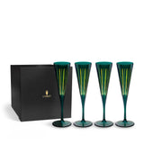 Prism Champagne Flutes - Green (Set of 4)