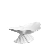 Neptune Bowl - Large. White porcelain shell-shaped bowl floating on a base. 