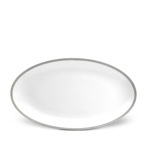 Large Soie Tressée Oval Platter in Platinum - Classic Yet Modern Design Made of Limoges Porcelain Creates a Contemporary Look on an Ancient Shape
