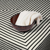 Linen Sateen Concorde Tablecloth - Black + Ecru